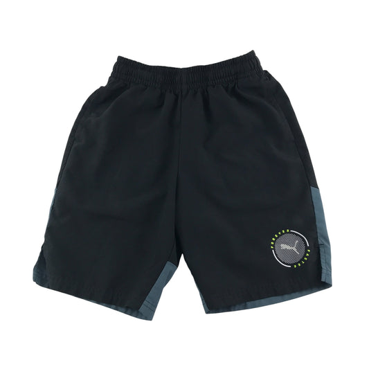 Puma sport shorts 11-12 years black with logo and grey detailing