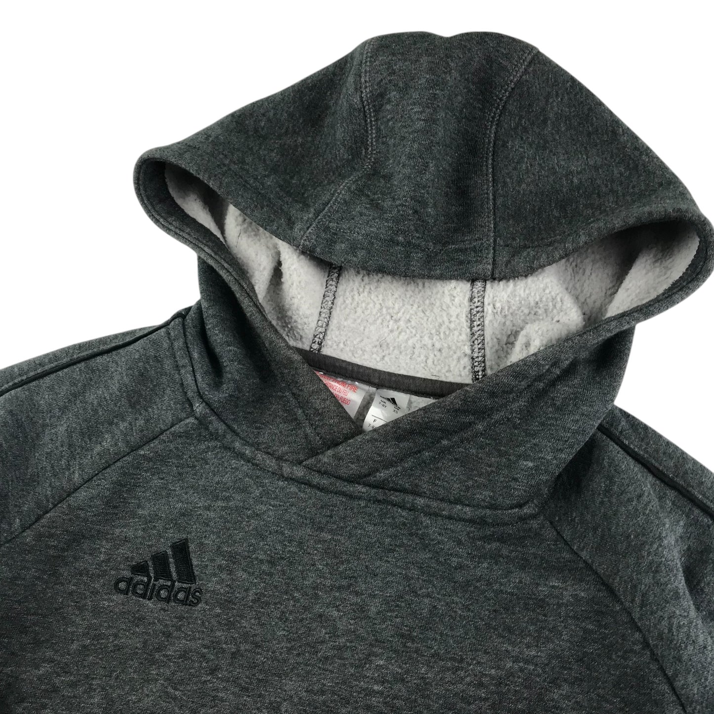 Adidas hoodie 7-8 years grey plain with black embroidered logo