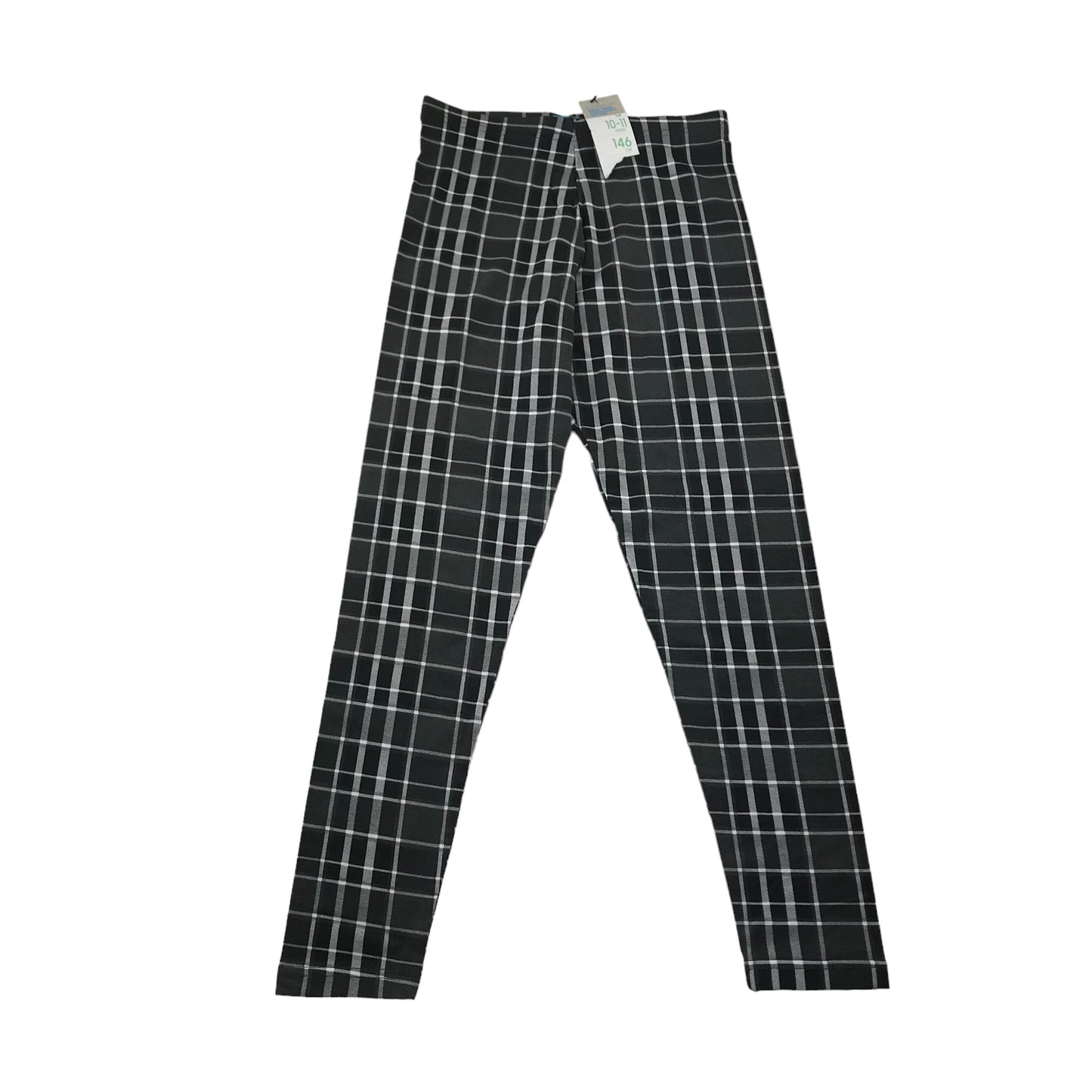 Primark Leggings 10-11 years black grey and white check pattern