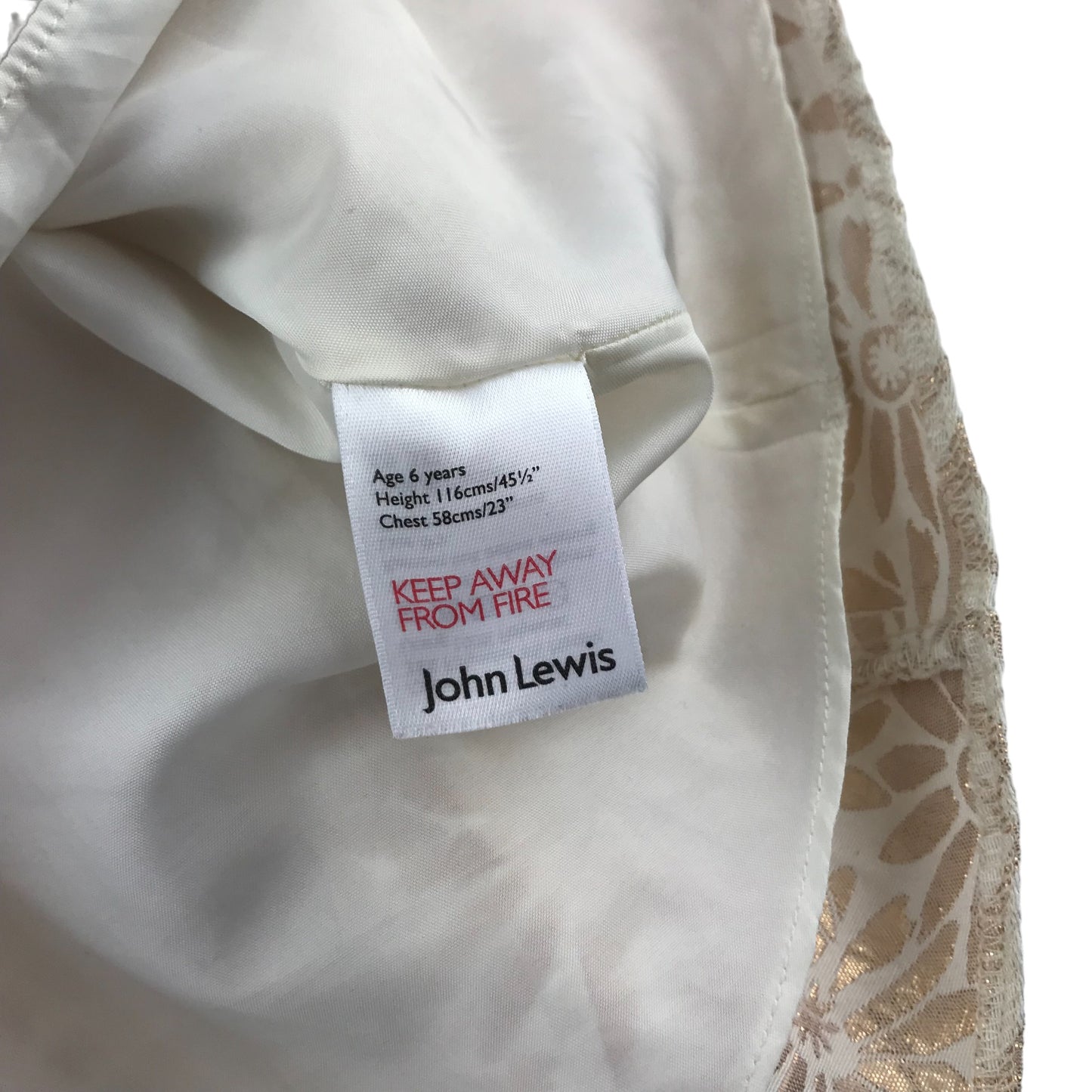 John Lewis dress 6 years light cream and gold floral party