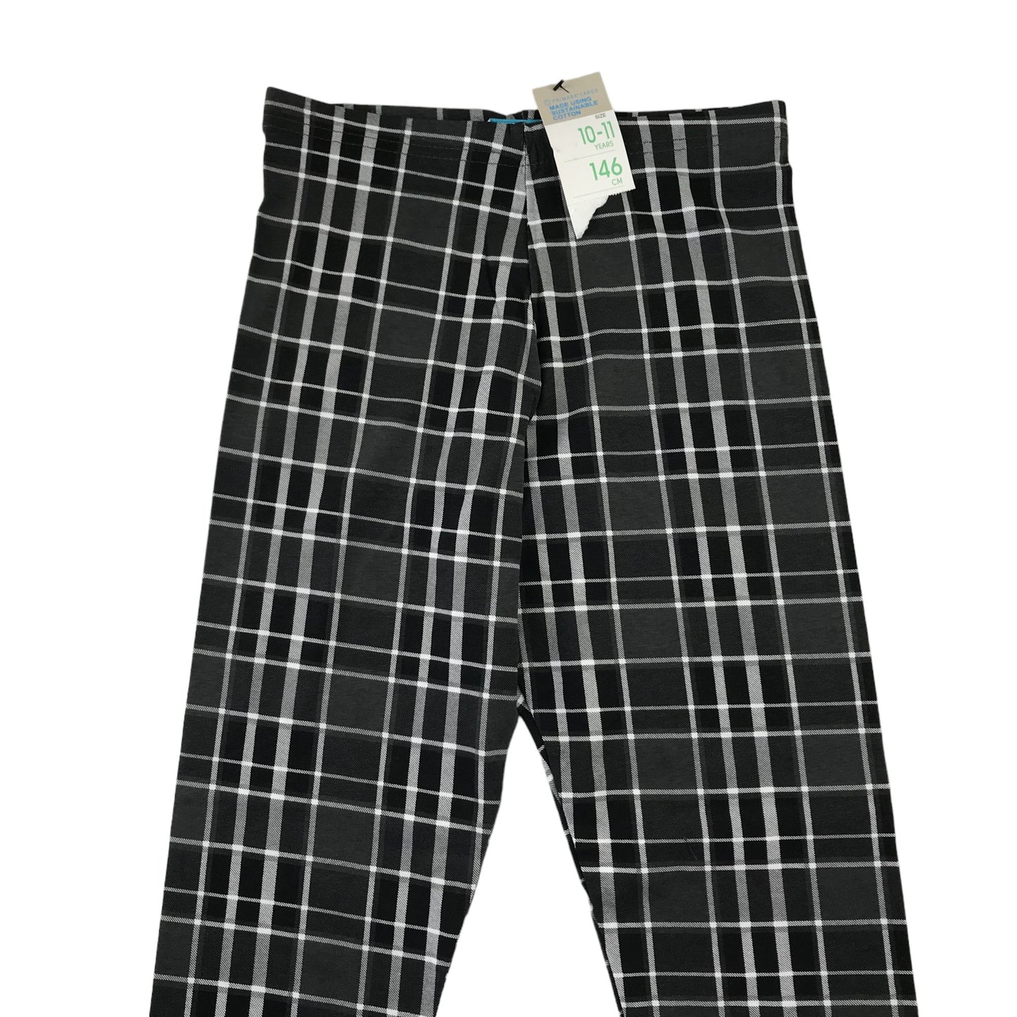 Primark Leggings 10-11 years black grey and white check pattern