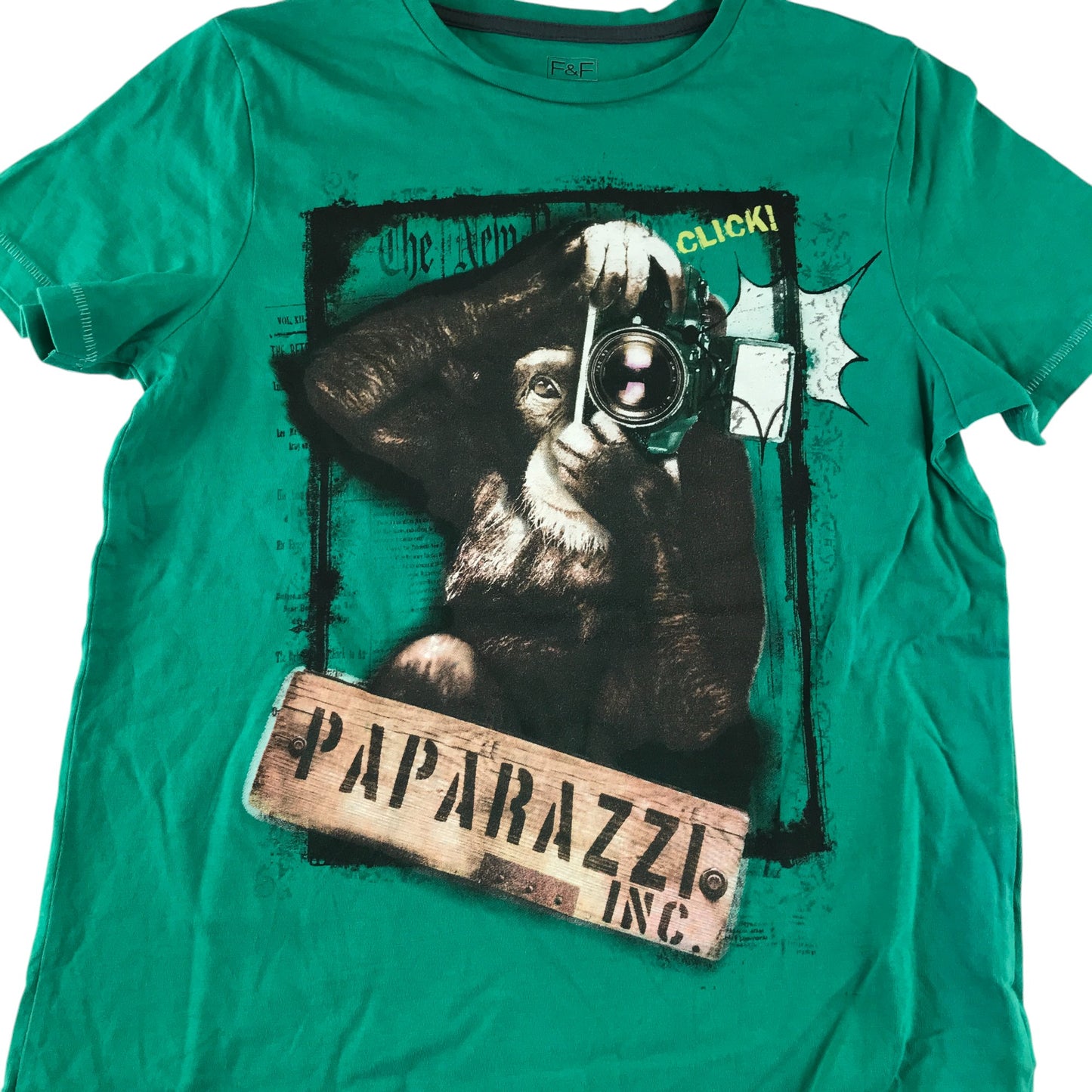 F&F t-shirt 10-11 years green graphic print design