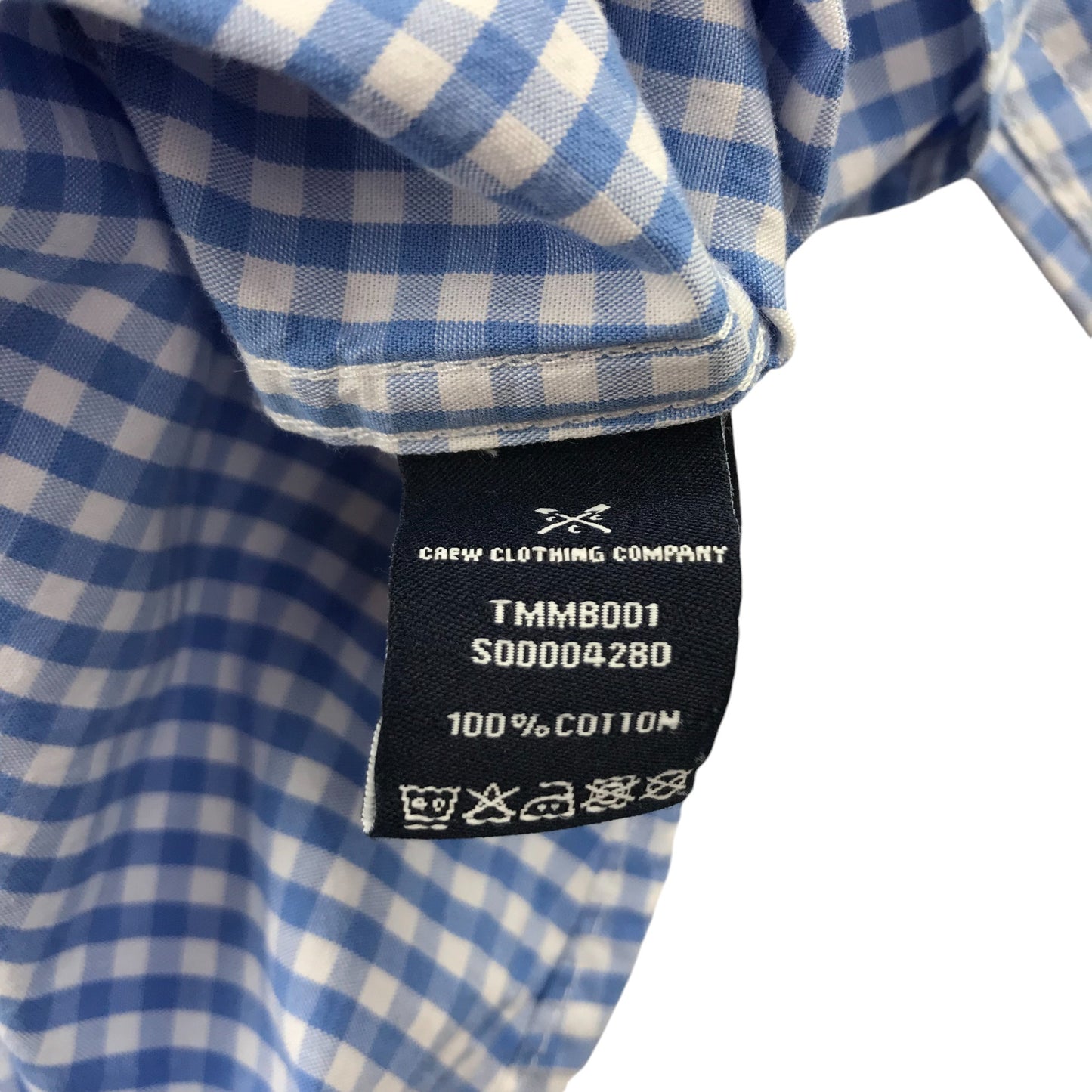 Crew Clothing Company Shirts Men's M Blue and White Checked with Logo Classic Fit Cotton