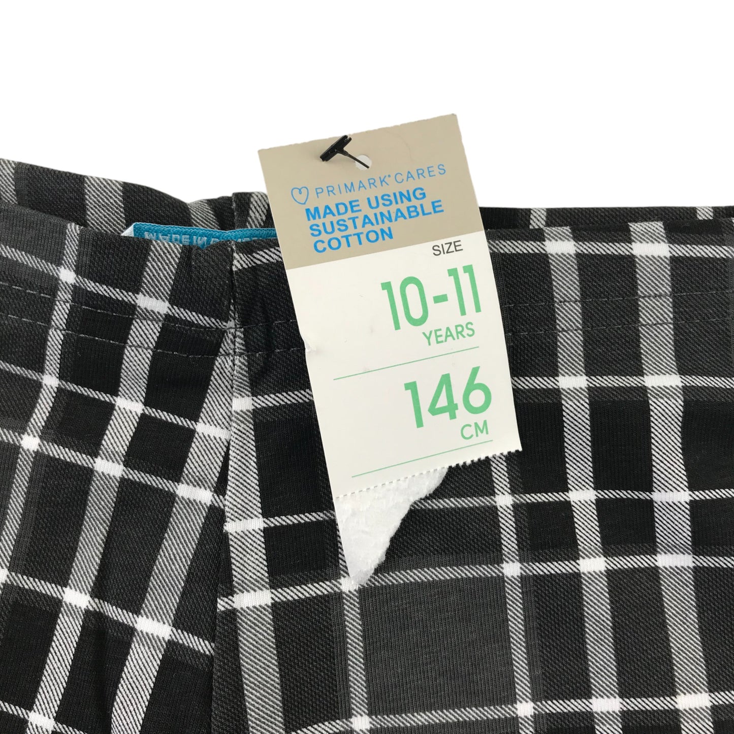 Primark Leggings 10-11 years black grey and white check pattern