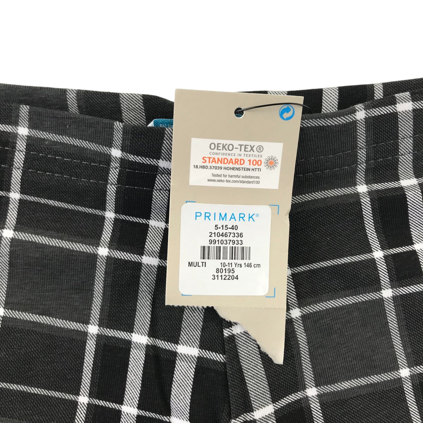 Primark Leggings 10-11 years black grey and white check pattern