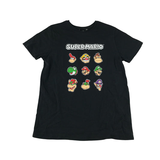 Primark t-shirt 10-11 years black Super Mario characters print design cotton