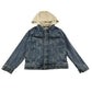 River Island denim jacket 7-8 years blue with removable jersey hood