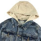 River Island denim jacket 7-8 years blue with removable jersey hood
