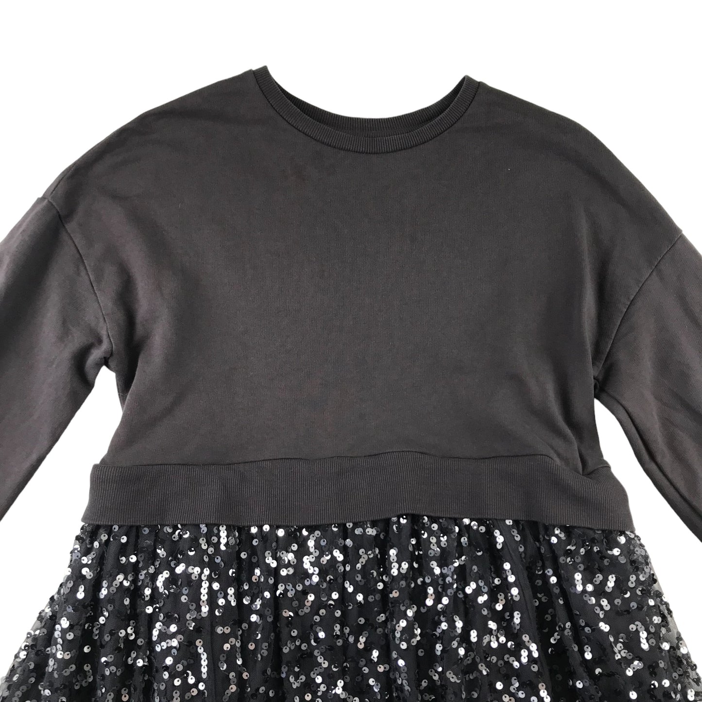 Next dress 10 years dark grey sequin jersey material