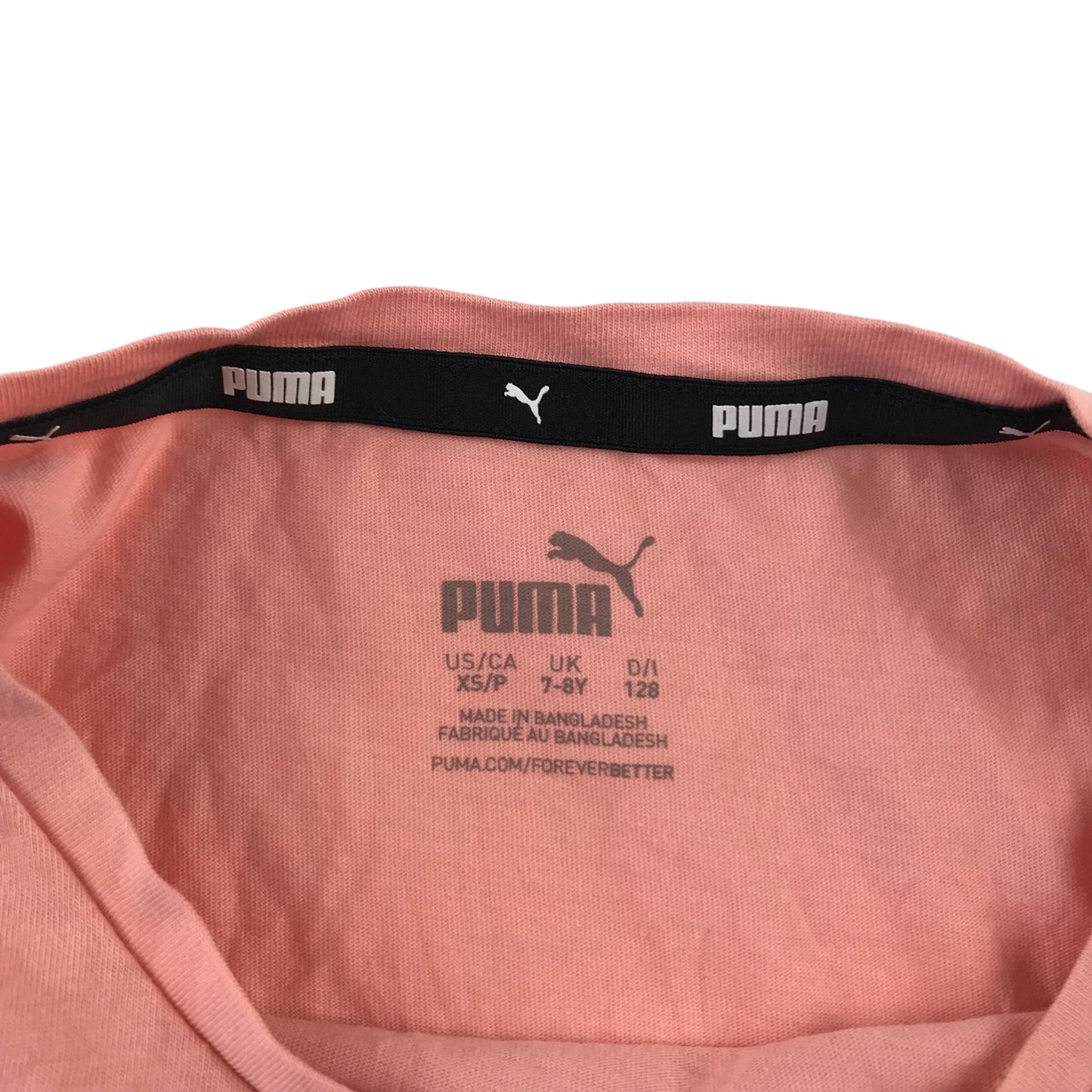 Puma t-shirt 7-8 years pink short sleeve logo