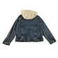 River Island denim jacket 7-8 years blue with removable jersey hood