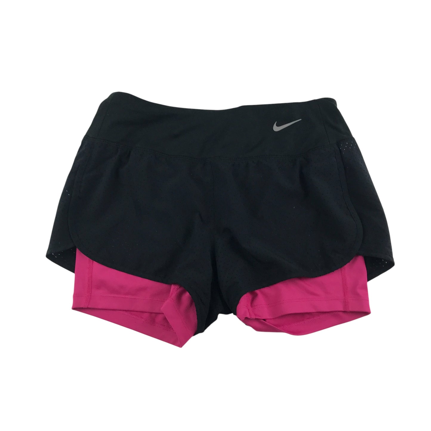 Nike sport shorts women's XS years black over short with pink compressed short