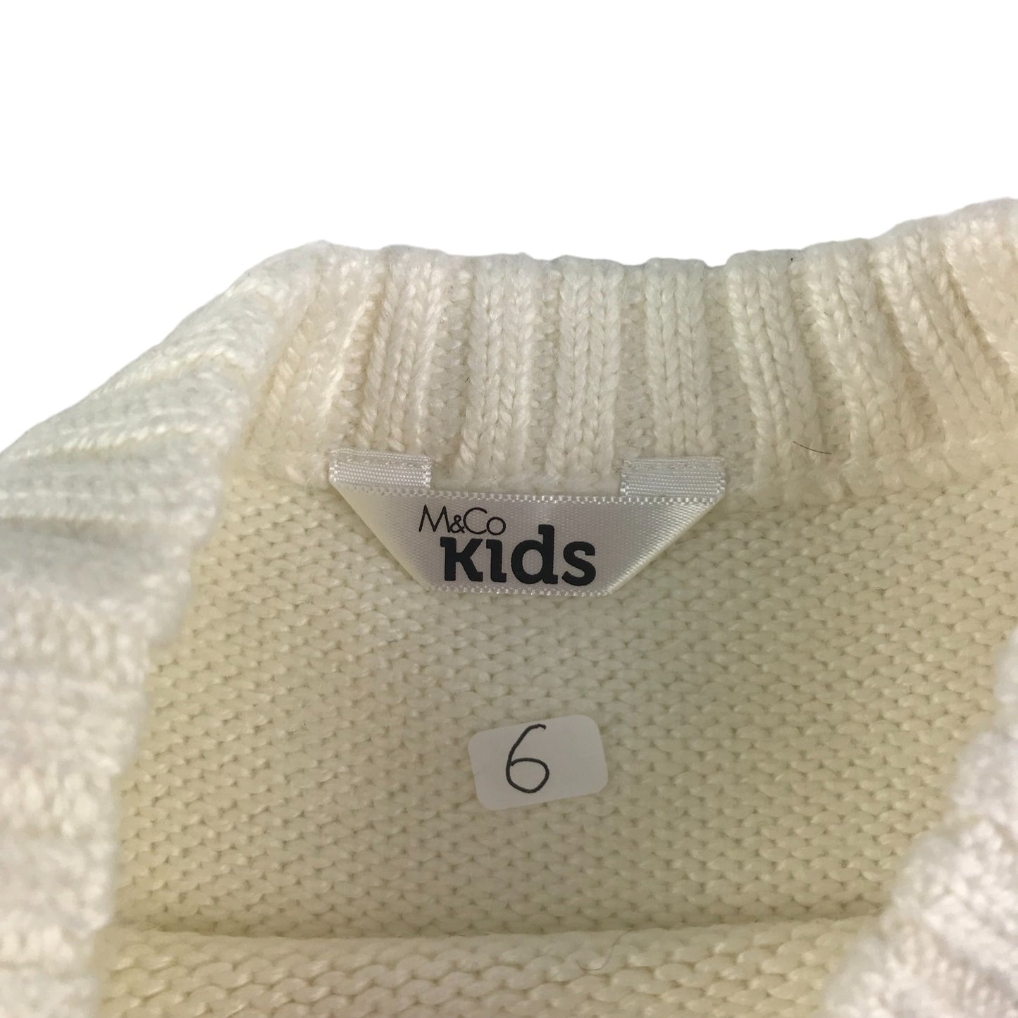 M&Co Jumper Age 6 White Love Hearts