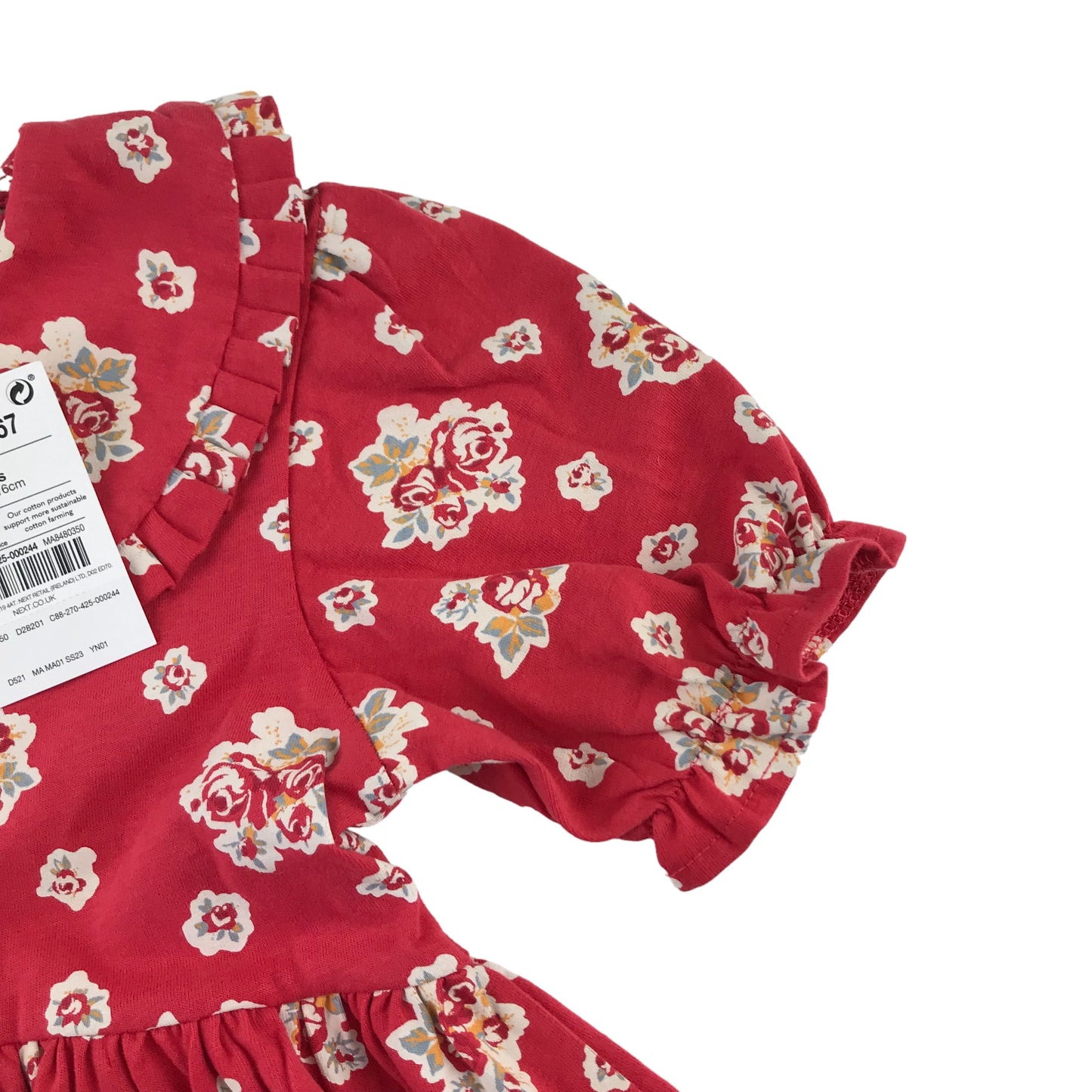 Next dress 5-6 years red floral collared button up cotton