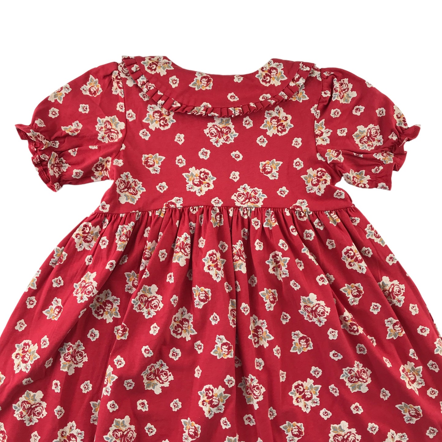 Next dress 5-6 years red floral collared button up cotton