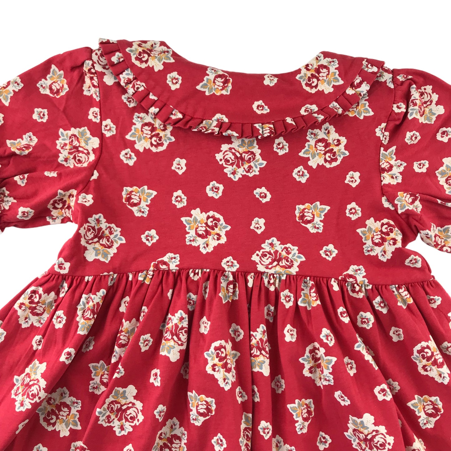 Next dress 5-6 years red floral collared button up cotton