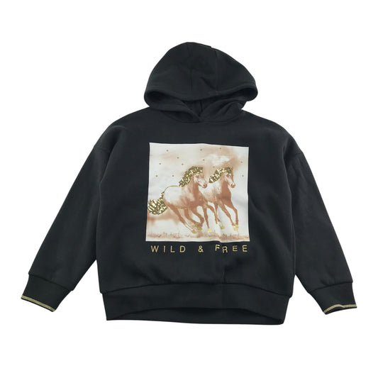 M&S hoodie 9-10 years black horse graphic with sequin