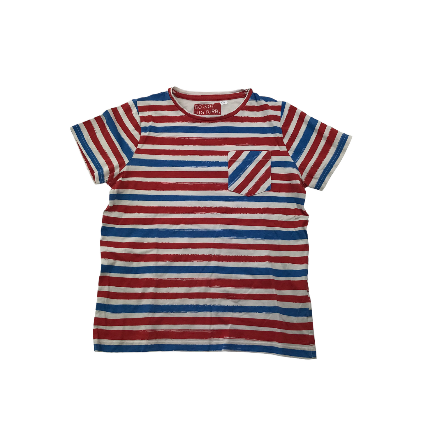 M&S Red and Blue Stripy Cotton Pyjama Set Age 9