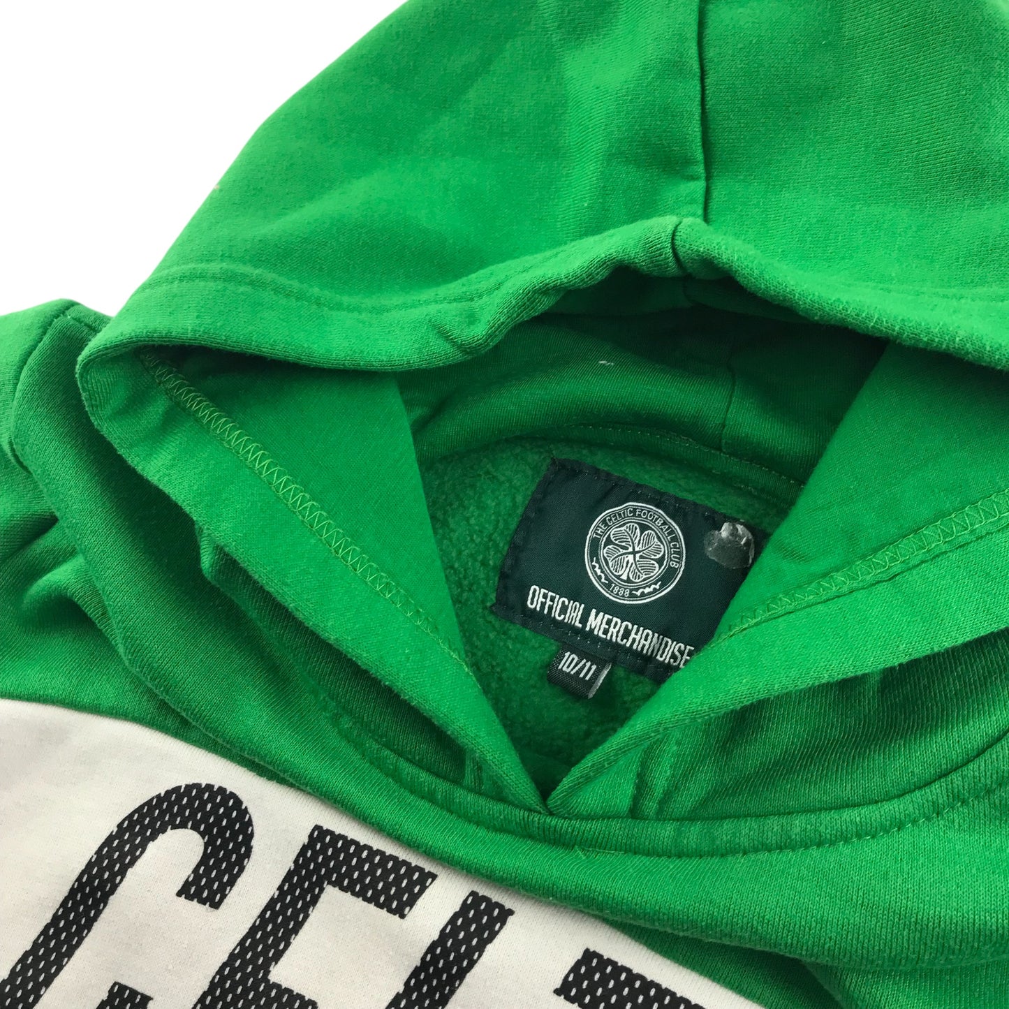 Celtic hoodie 10-11 years green white and black colorway