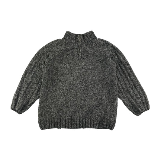 M&Co Jumper Age 7 Grey Fluffy Knitted Half Zipper