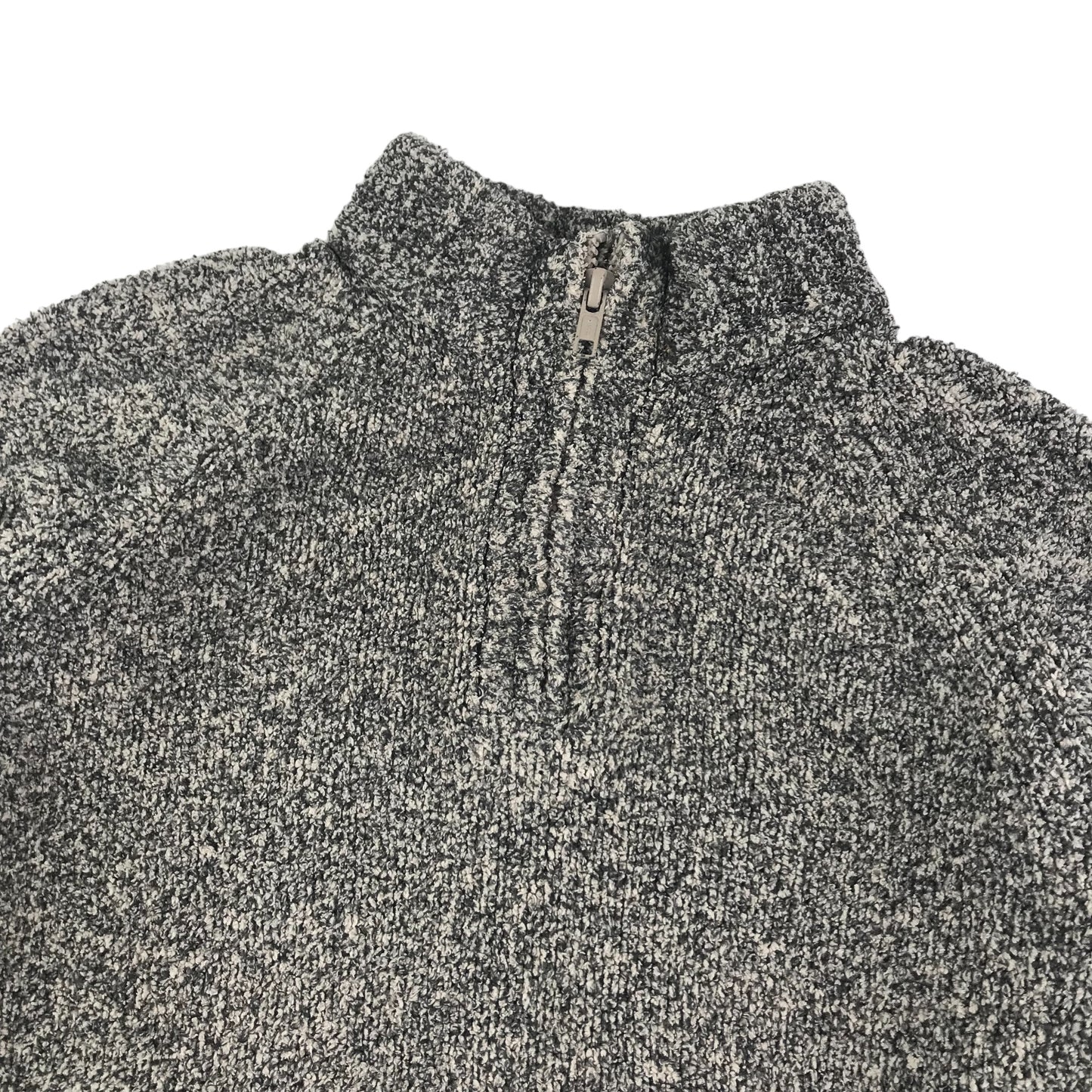 M&Co Jumper Age 7 Grey Fluffy Knitted Half Zipper