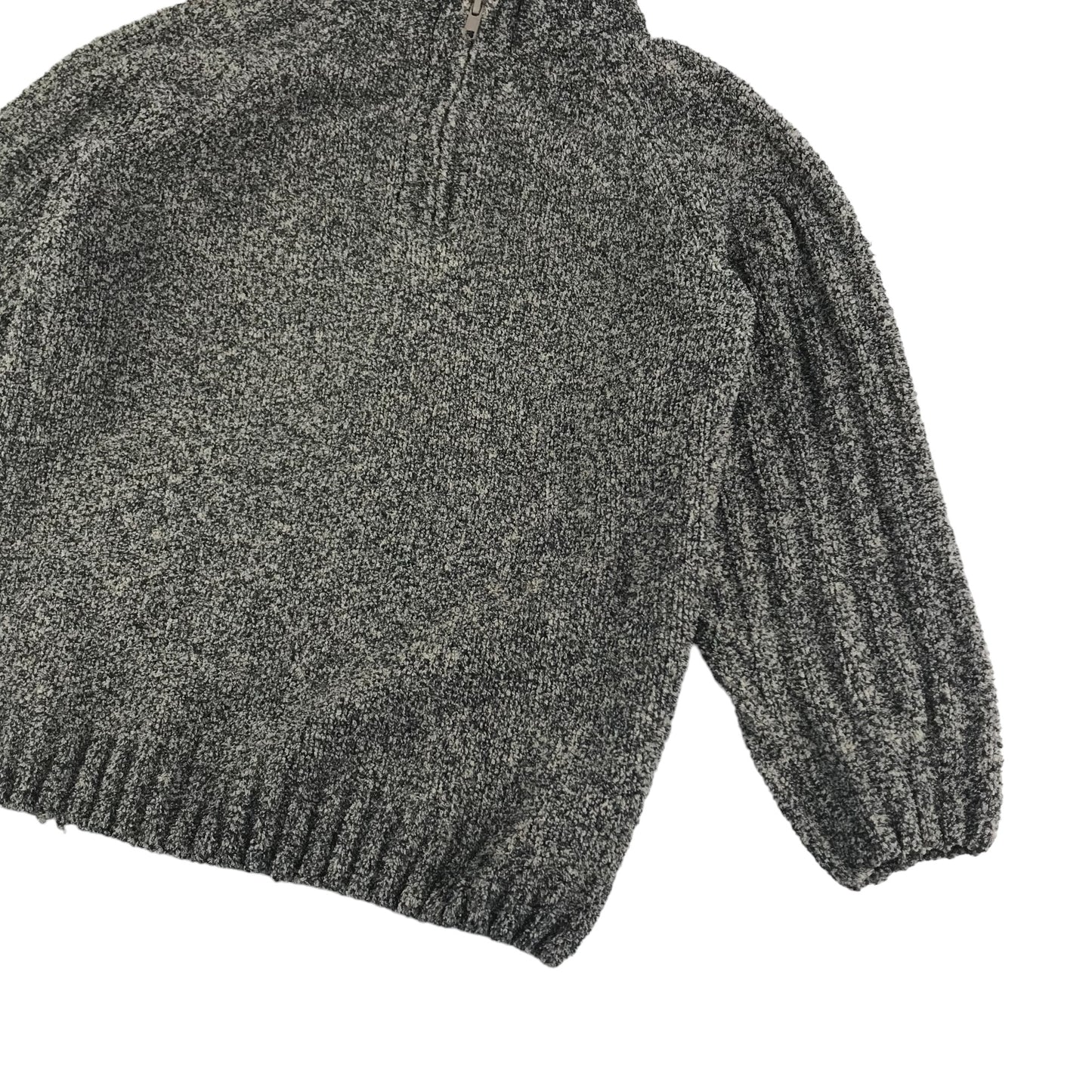 M&Co Jumper Age 7 Grey Fluffy Knitted Half Zipper