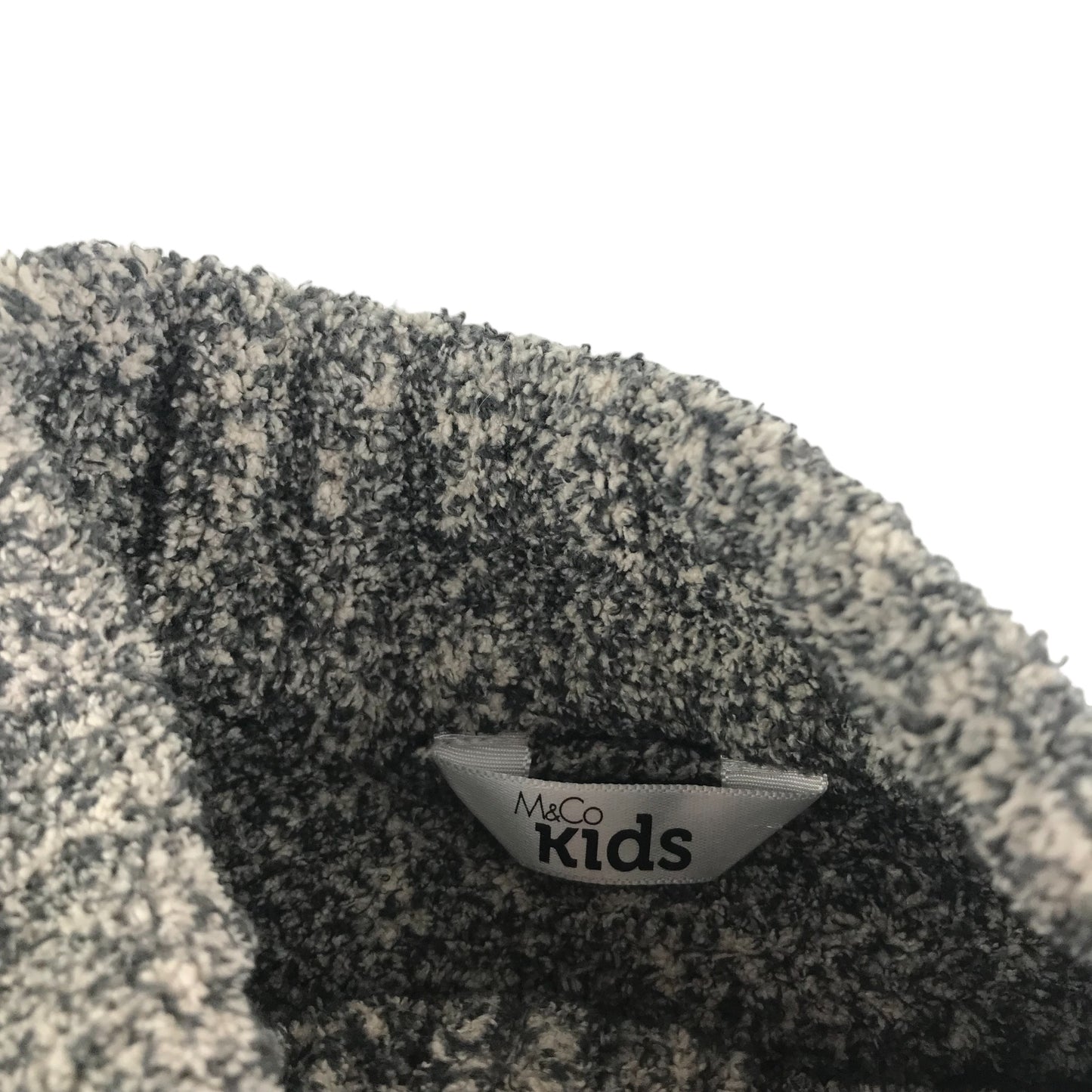 M&Co Jumper Age 7 Grey Fluffy Knitted Half Zipper