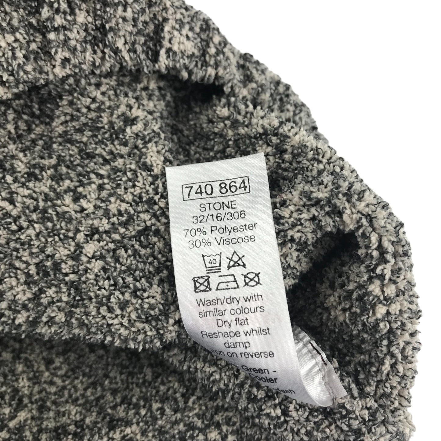 M&Co Jumper Age 7 Grey Fluffy Knitted Half Zipper