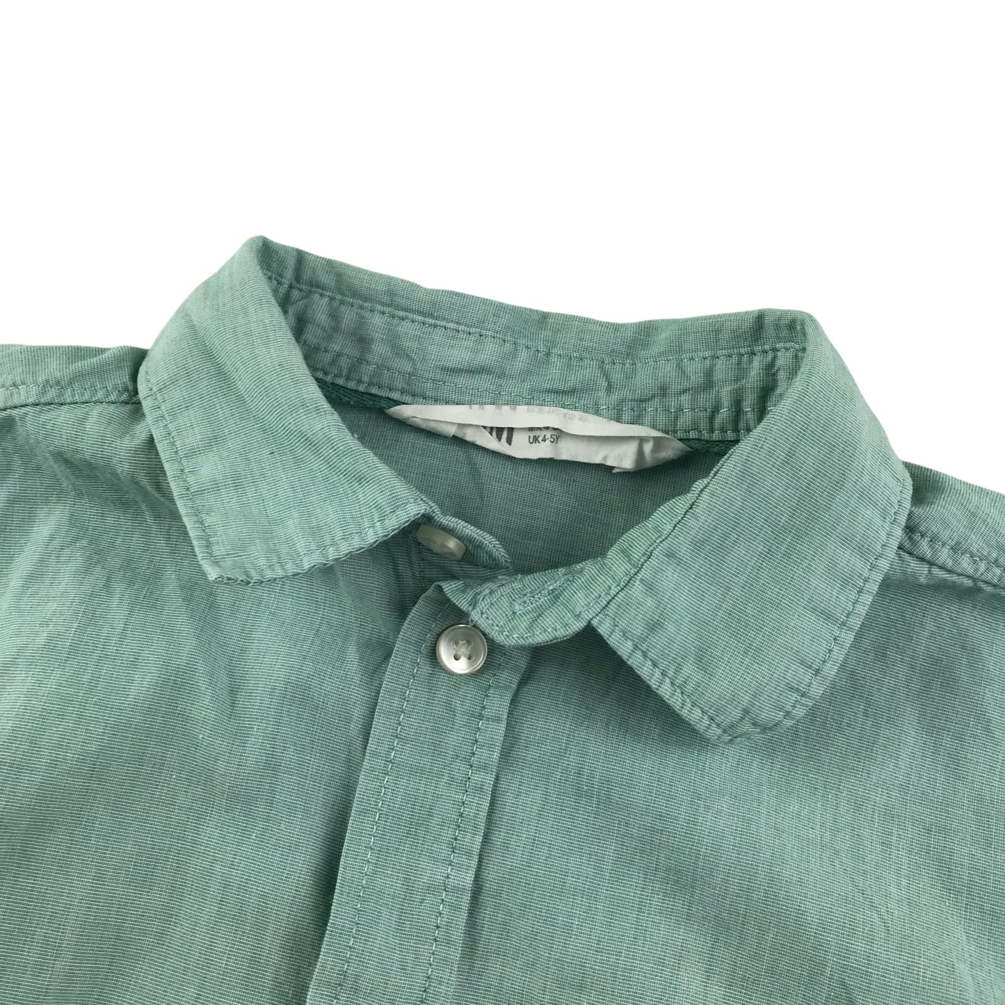 H&M shirt 4-5 years green plain button up cotton