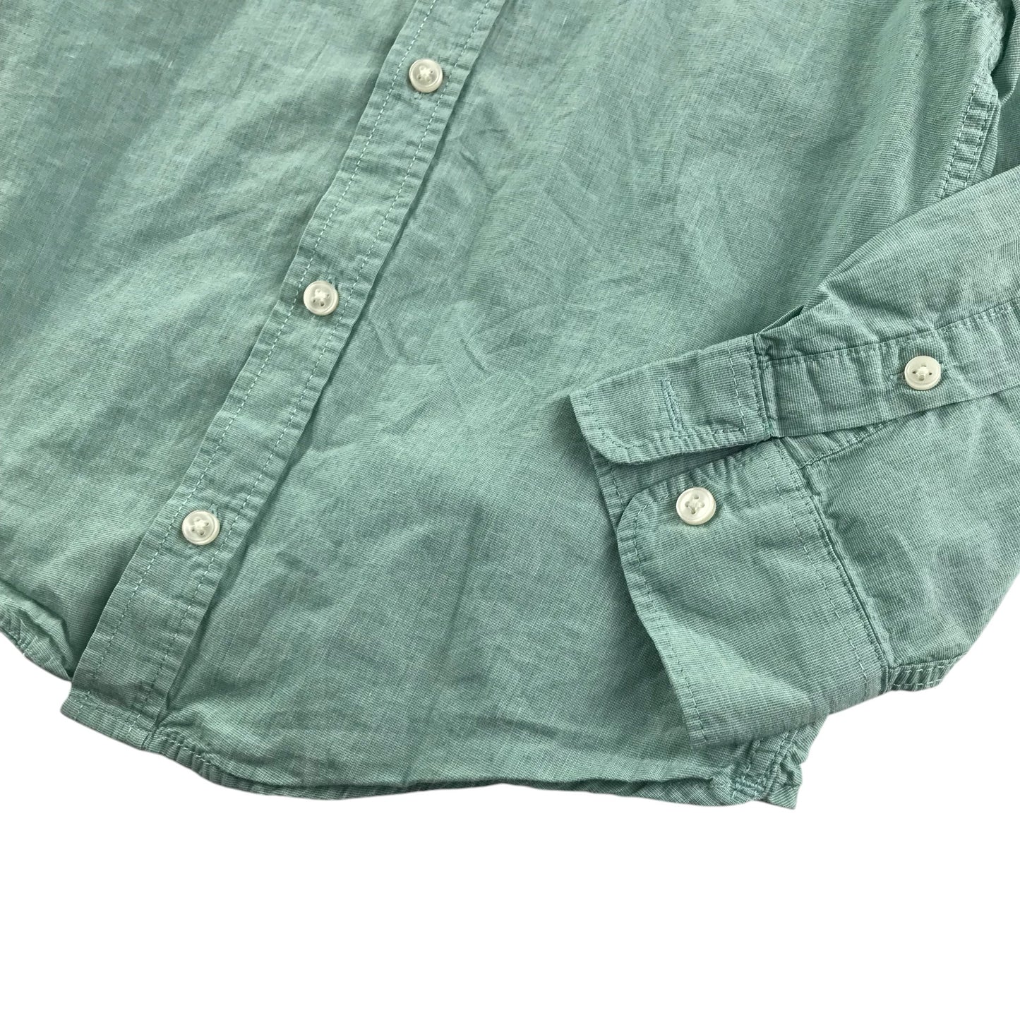 H&M shirt 4-5 years green plain button up cotton