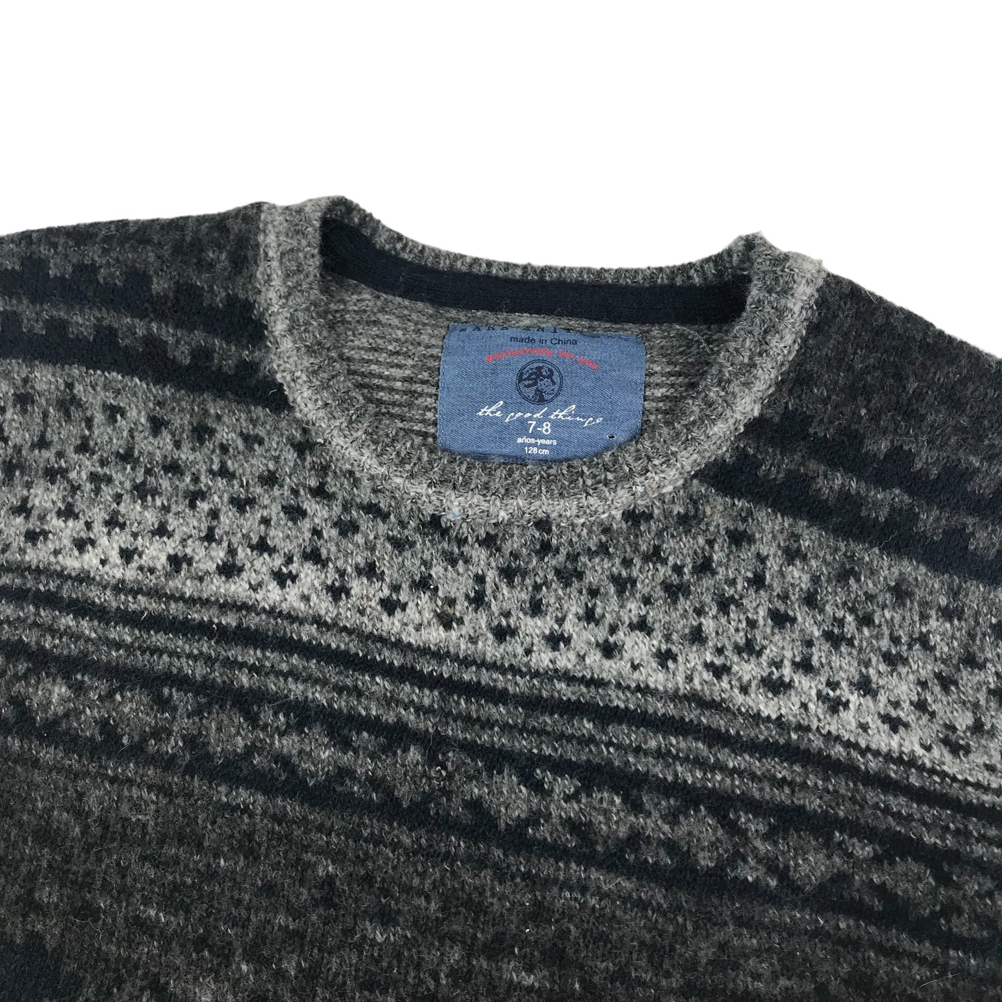 Zara Jumper Age 7 Grey Knit Pattern