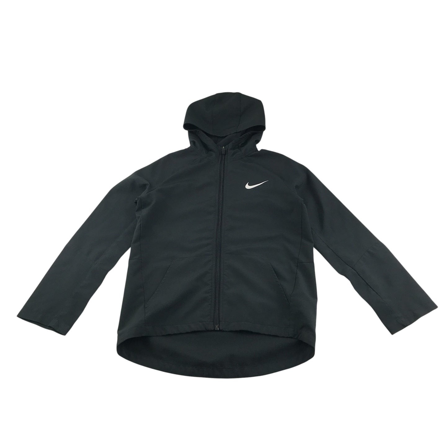 Nike hooded jacket 9-10 years black zip up long sleeve with logo