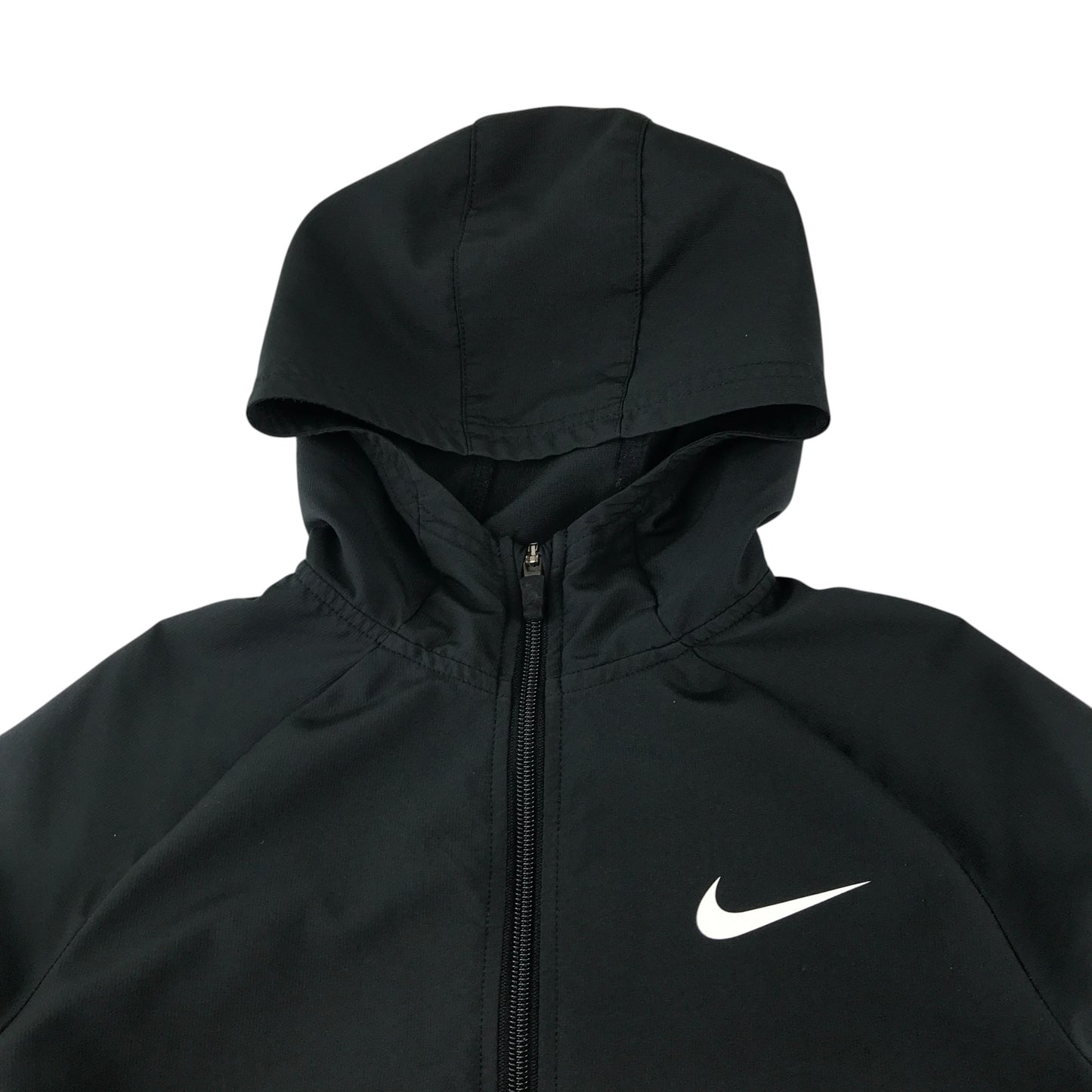 Nike hooded jacket 9-10 years black zip up long sleeve with logo