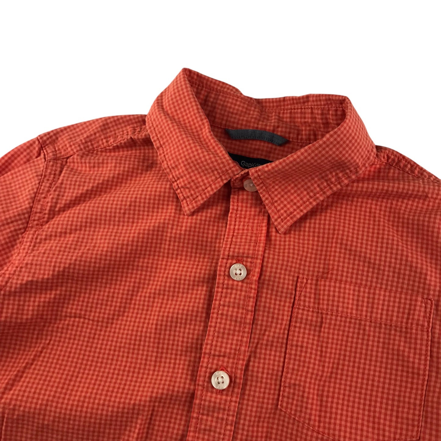 Gap shirt 6-7 years orange checked button up cotton