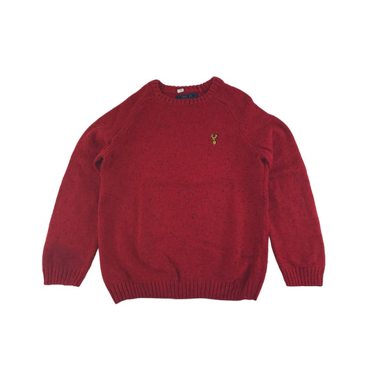 Next Jumper Age 7 Red Plain with Logo Knitted