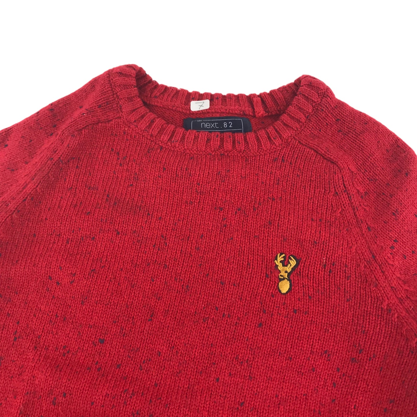 Next Jumper Age 7 Red Plain with Logo Knitted