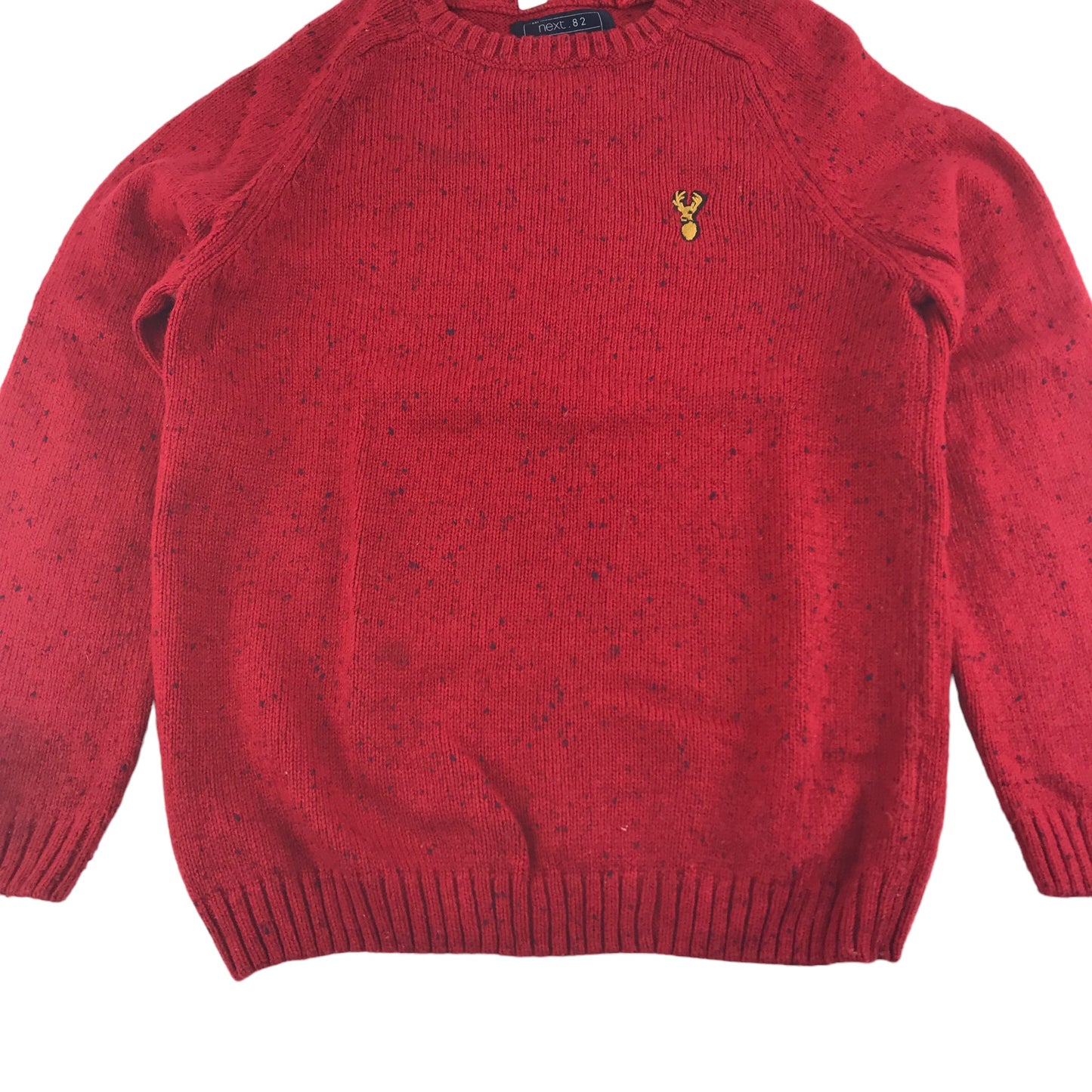 Next Jumper Age 7 Red Plain with Logo Knitted