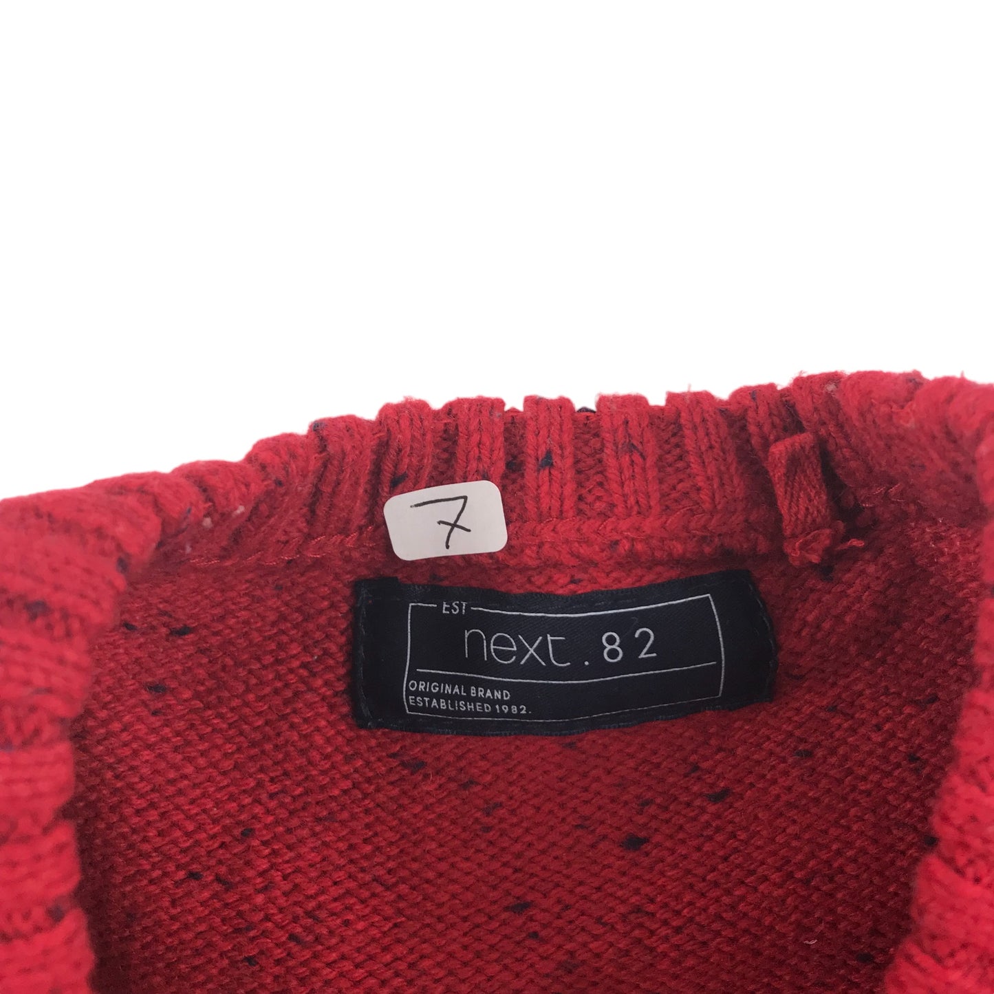 Next Jumper Age 7 Red Plain with Logo Knitted