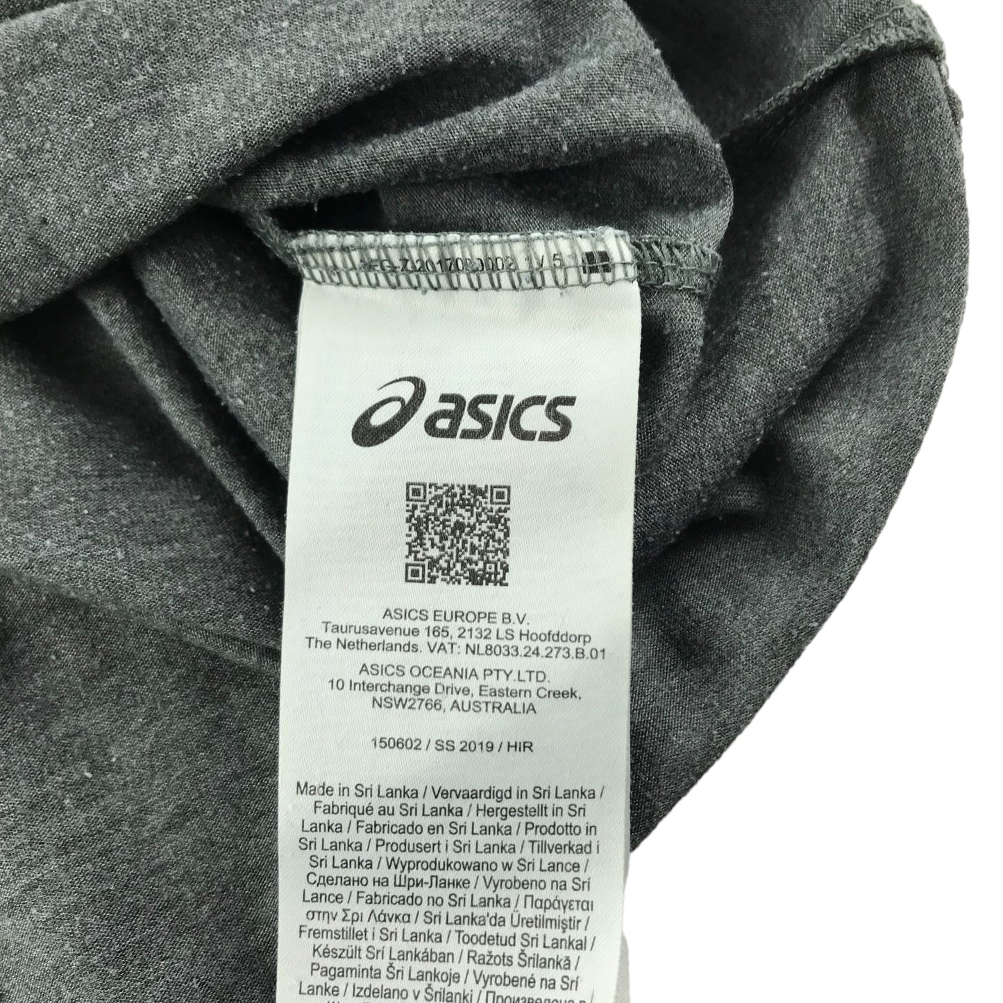 Asics Sports Top Size L Grey Plain Short Sleeve T-shirt