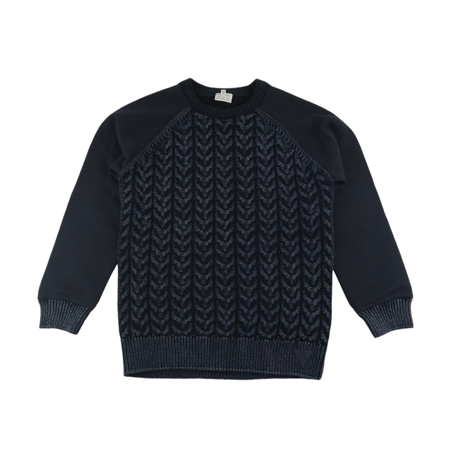 F&F Jumper Age 7 Navy Large Cable Knit Pattern