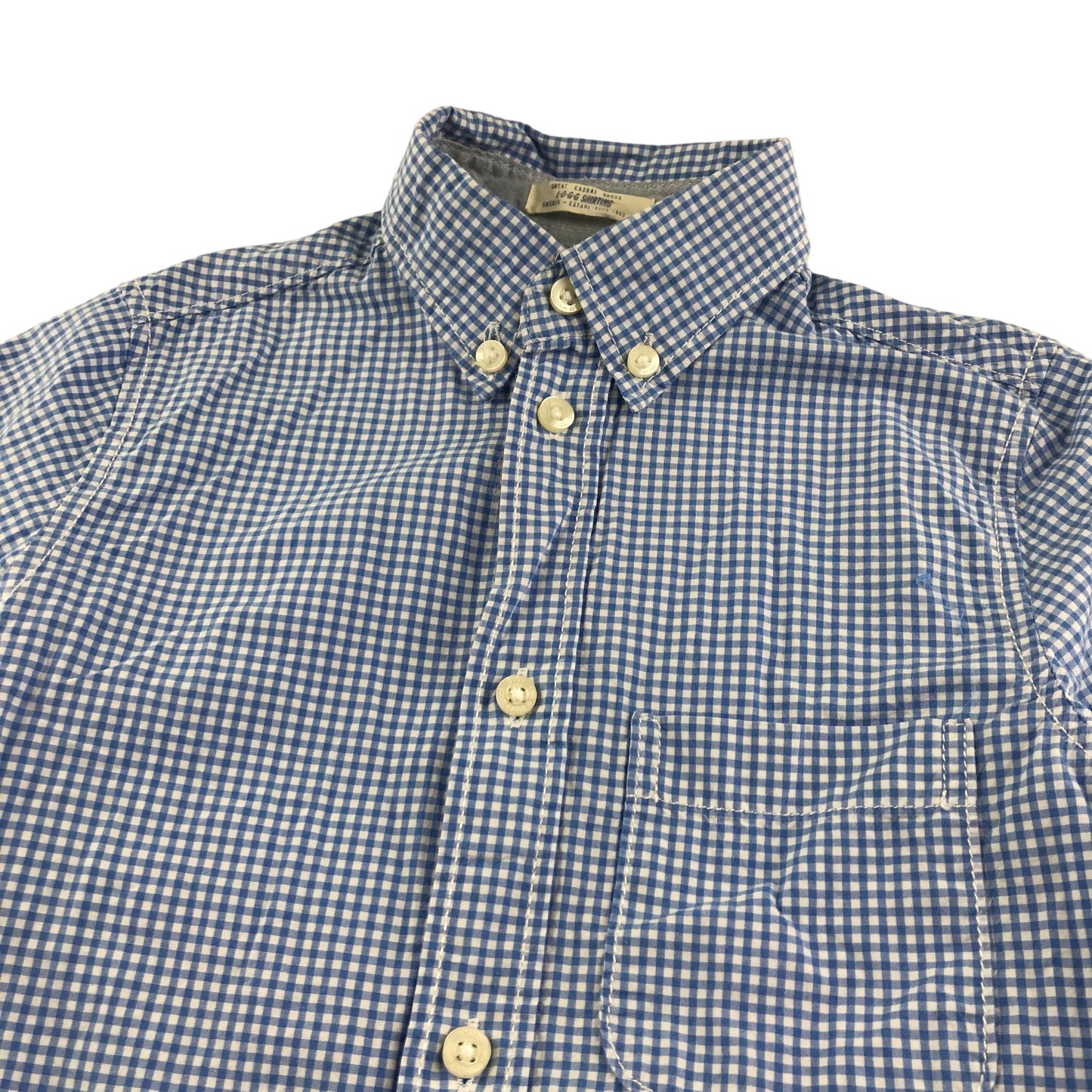 H&M shirt 5-6 years blue and white checked long sleeve cotton
