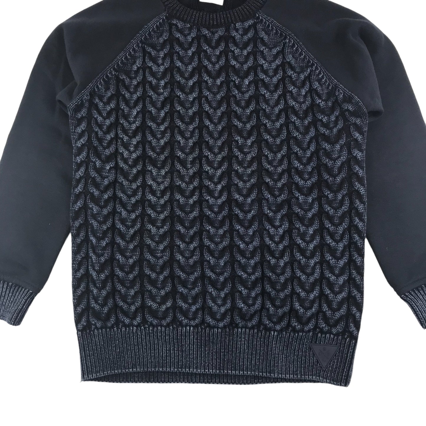 F&F Jumper Age 7 Navy Large Cable Knit Pattern