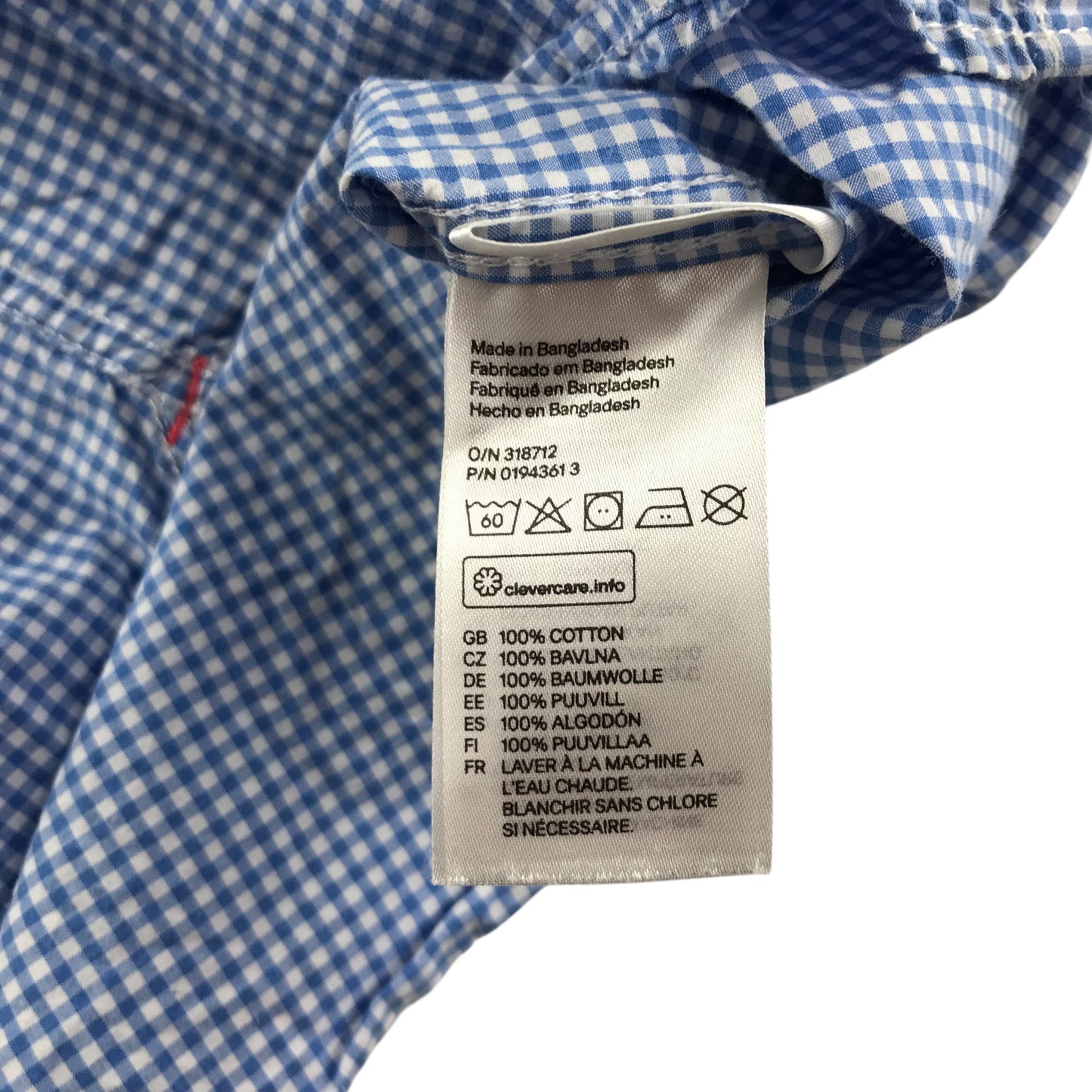 H&M shirt 5-6 years blue and white checked long sleeve cotton