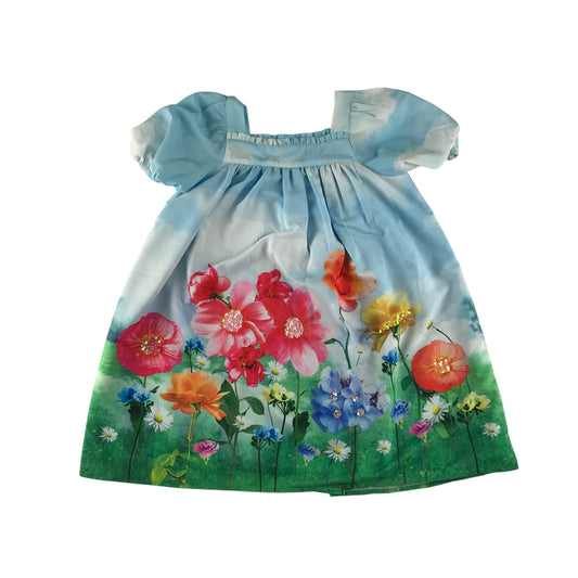 Monsoon dress 7-8 years light blue floral
