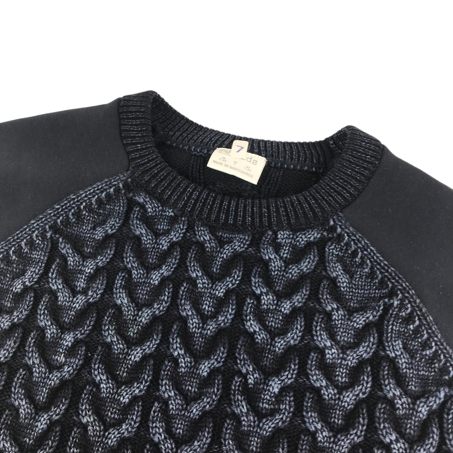 F&F Jumper Age 7 Navy Large Cable Knit Pattern