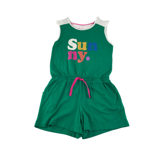 Boden playsuit 7-8 years green Sunny print cotton