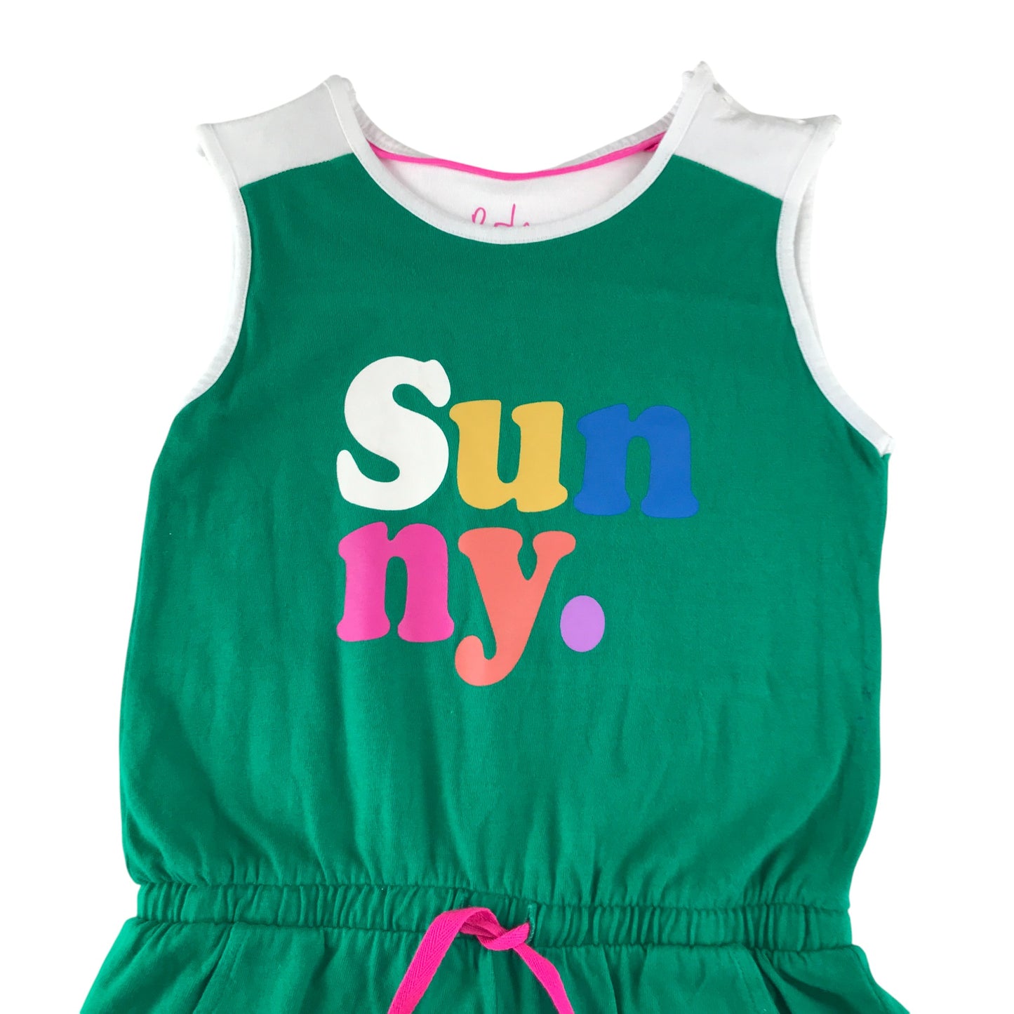 Boden playsuit 7-8 years green Sunny print cotton