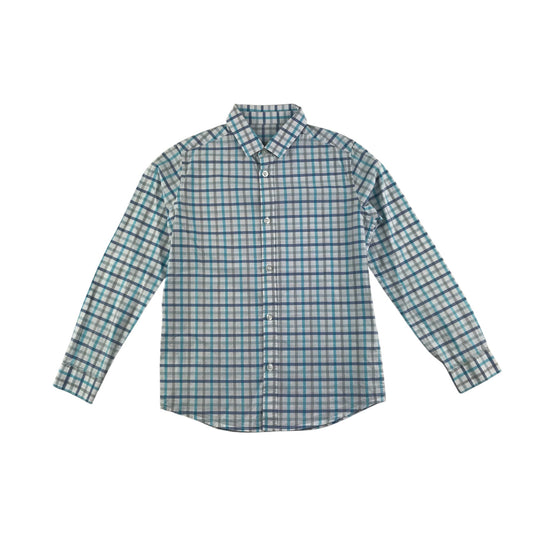 M&S shirt 9-10 years blue and white checked cotton