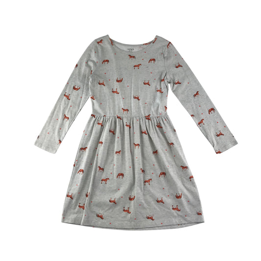 Carter's Kid dress 7-9 years light grey horses long sleeve t-shirt cotton