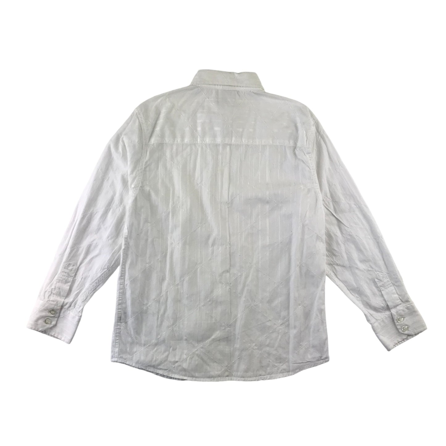 Next shirt 9 years white long sleeve button up shirt with diamond stitching and vertical stripe design